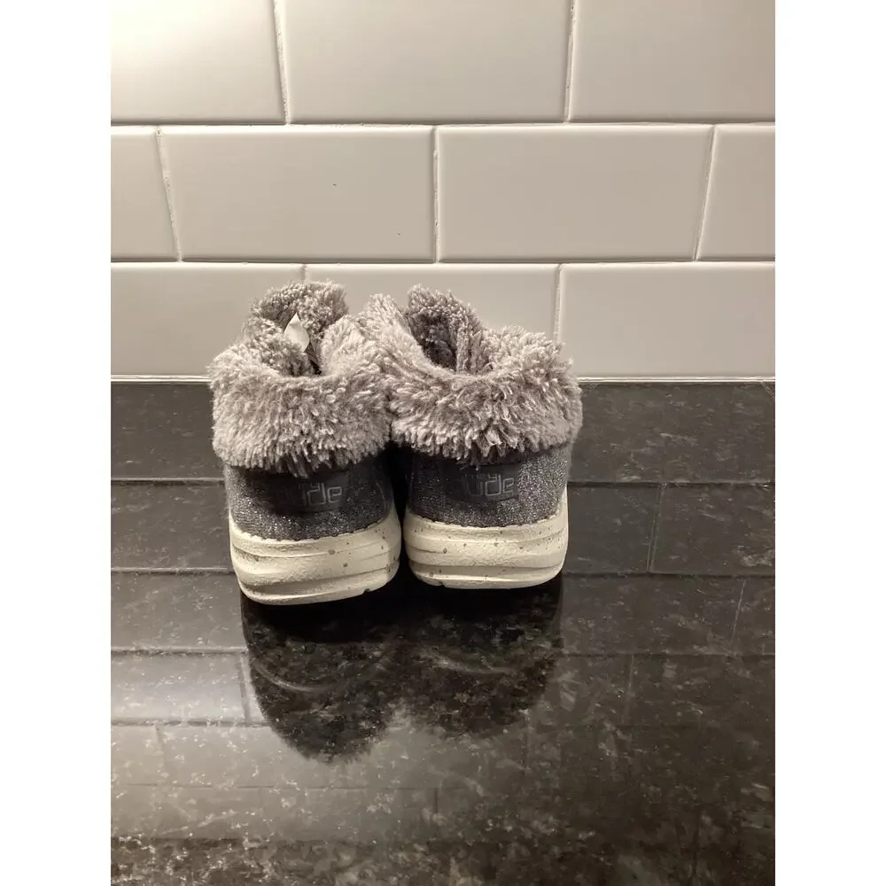 Hey Dude Girls Faux Fur Britt Bootie shoe Gray Size Y1-L2‎